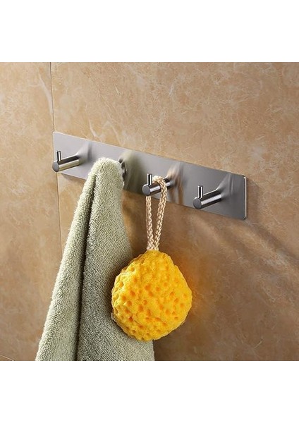 Paslanmaz Çelik 4 Topuzlu Bornoz Askısı Havluluk - Banyo Askısı - Inox - Kendinden Yapışmalı modelleri