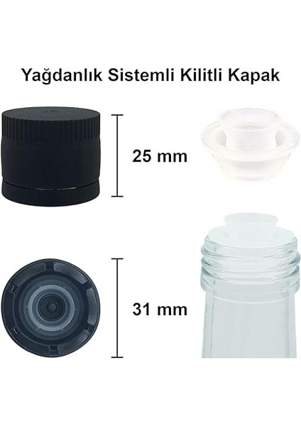 1000 ml Yeşil Maraska Yağdanlık Kapaklı ve Kapüşonlu 1000 cc Köşeli Cam Şişe 2 Adet modelleri