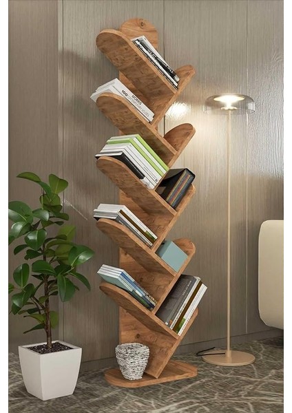 Falez Kitaplık 10 Raflı Dekoratif Bölmeli Ev Ofis Çok Amaçlı Ceviz modelleri