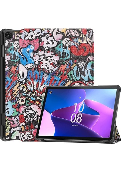 Lenovo Tab M10 3rd Gen TB328 10.1 Inç 2022 ile Uyumlu, Lenovo Tab M10 (3. Nesil) 10,1 Inç Tablet, Grafiti Için Stand Fonksiyonlu Kapaklı Kılıf