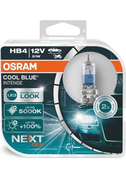 9006 Hb4 Cool Blue Intense Next Gen 5000K Beyaz Işık (Takım-2 Adet)