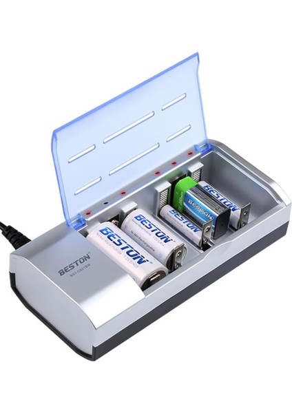 Beston (AA-AAA-C-D-9V-SC) Universal Tüm Boylar Pil Şarj Cihazı BST-C821BW