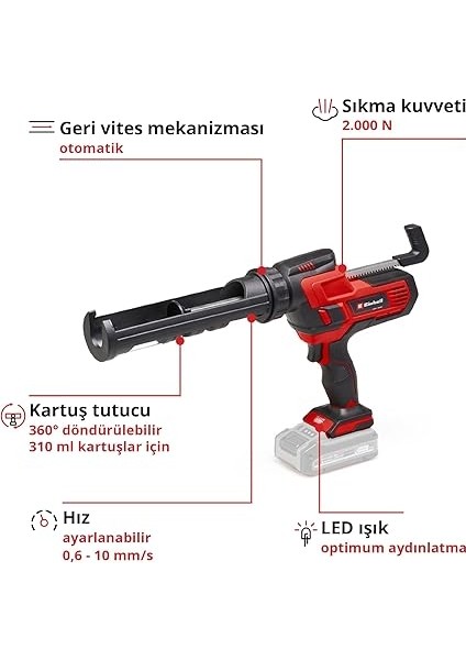 Akülü Silikon Tabancası Te-Sg 18/10 Li-Solo Power X-Change (18 V, 310 ml Kartuşlar Için, 2.000 N'ye Kadar Dağıtım Gücü, Ayarlanabilir Güç, Akü Dahil Değildir) - 4522250 modelleri