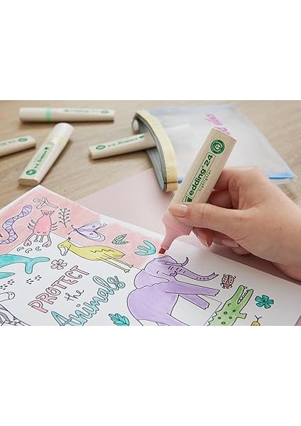 24 Ecoline Fosforlu Kalem, 4'lü Set, Karışık Renkler, Kesik Uç indirimleri