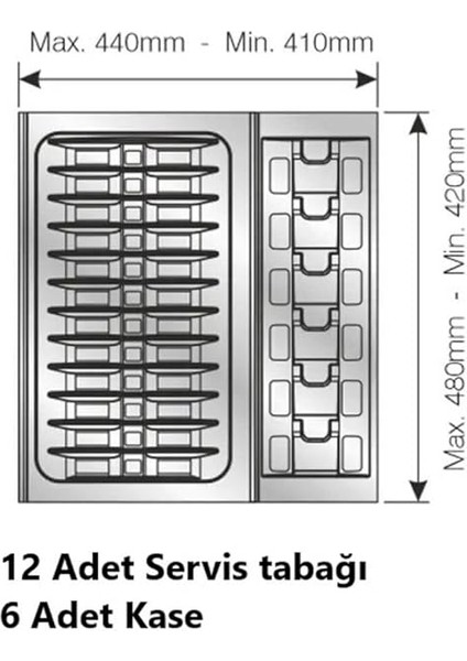 Çekmece Içi Tabaklık ve Kaselik Düzenleyici (Yandan 3cm, Boydan 6cm Kesilebilir) 44X48 cm fiyatları