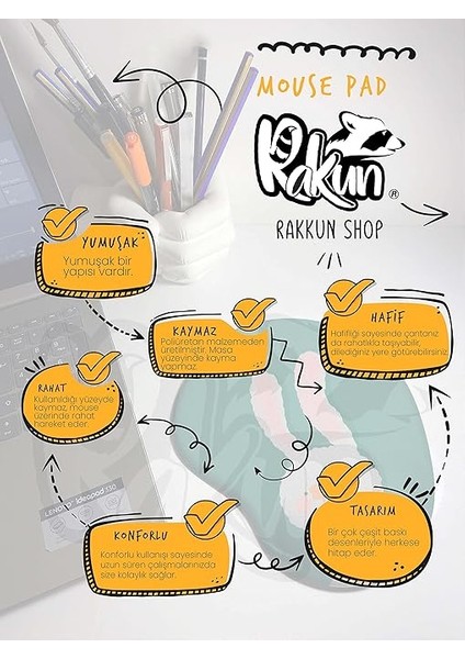 Shop - Kediler Baskılı Bilek Destekli Mouse Pad modelleri