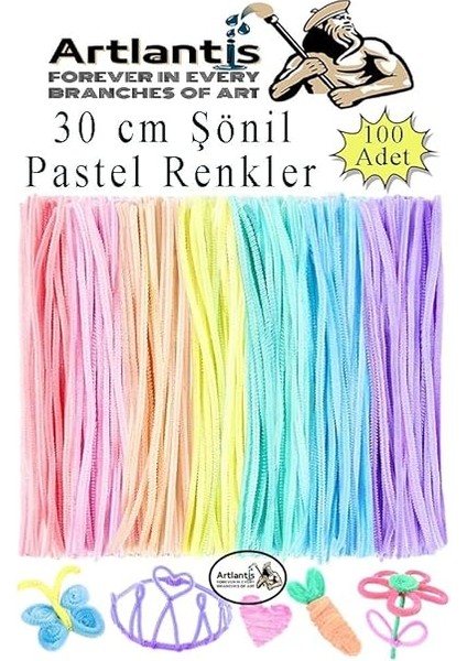 Pastel Renkler 30 cm 100 Lü 1 Paket Pastel Renkli Tüylü Tel Peluş Tel 30 cm Elişi Okul Projeleri Süsleme fiyatları