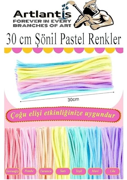 Pastel Renkler 30 cm 100 Lü 1 Paket Pastel Renkli Tüylü Tel Peluş Tel 30 cm Elişi Okul Projeleri Süsleme modelleri