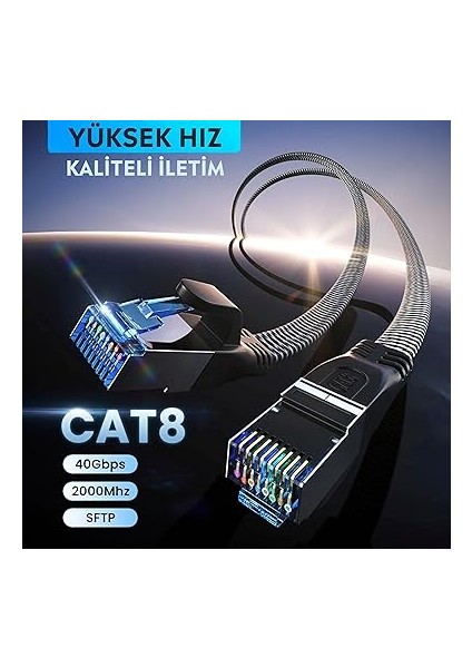 Cat8 Ethernet Patch Adsl Modem Internet Kablosu (Cat8, 5 Metre) fiyatları