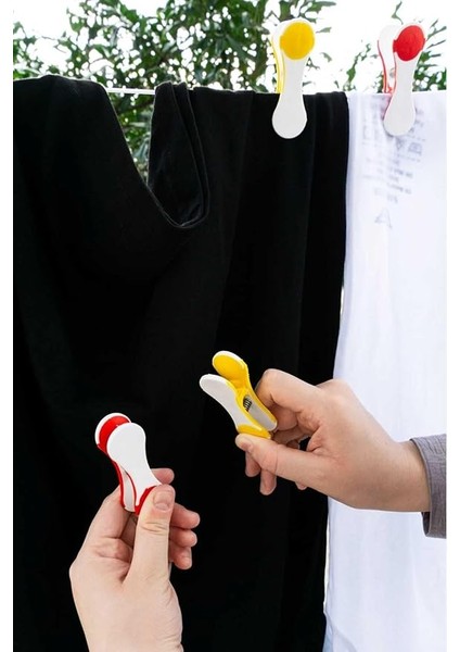 Home Yeni Nesil Silikon Çamaşır Mandalı, Iz Bırakmayan Süper Güçlü Paslanmaz Kırılmaz Mandal Seti 10'lu, Sarı fiyatları