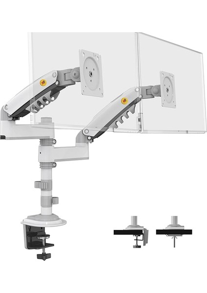 Bayou Nb H180 17-27" Çift Kol 2-9 kg Amortisörlü Monitör Standı (Beyaz)