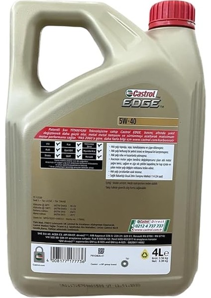 Edge 5W-40 4 Lt 2025 Ü.t fırsatları