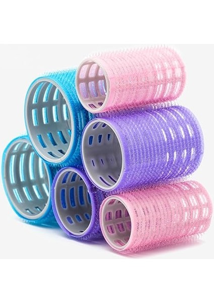 1225 Karma Bigudi 6lı Cırtlı - Yapışkanlı Saç Bigudisi