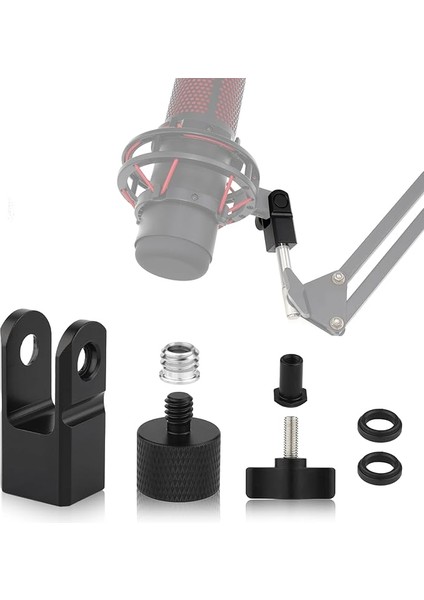 Hyperx Quadcast Için Mikrofon Montaj Adaptörü, 3/8 "veya 1/4" Vida Adaptörü, Hyperx Quadcast Mikrofon Standı ve Bom Kolu ile Çalışır Mikrofon Için Dayanıklı Yedek Aksesuar (Siyah)