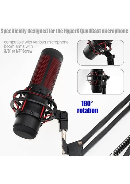 Hyperx Quadcast Için Mikrofon Montaj Adaptörü, 3/8 "veya 1/4" Vida Adaptörü, Hyperx Quadcast Mikrofon Standı ve Bom Kolu ile Çalışır Mikrofon Için Dayanıklı Yedek Aksesuar (Siyah) fırsatları
