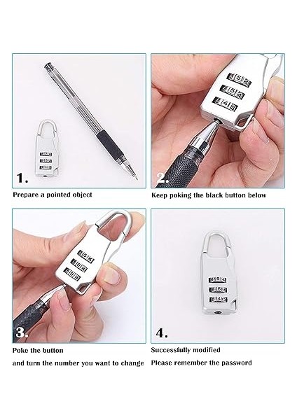 4 Adet Şifreli Kilit, 3 Haneli Şifreli Kilit, Çinko Alaşım, Seyahat Kilidi, Bagaj Kilidi, Mini Kombinasyon Asma Kilit (Gümüş) indirimleri