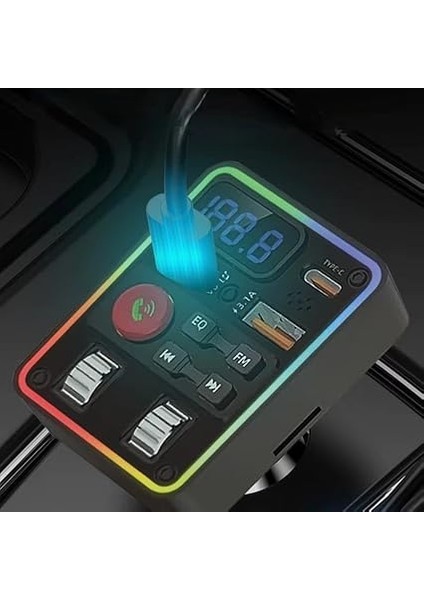 Rgb Renkli Fm Transmitter Mp3 Çalar Bluetooth 5.3 Hızlı Şarj Aleti Çakmaklık (Bass Kontrollü) fırsatları