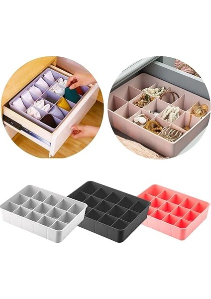 Dolap Içi 15 Bölmeli Çekmece Düzenleyici Plastik Hobi Kutusu Takı Makyaj Saklama Kabı Organizer (Beyaz, 2 Adet) fiyatları