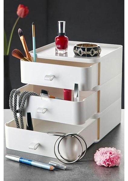 Life 3 Katlı Beyaz Makyaj Takı Organizeri MIT1064 fırsatları