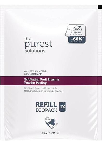 Purest Solutions Refill Ekolojik Yedek Paket Exfoliating Fruit Enzyme Powder Peeling Refill Ecopack