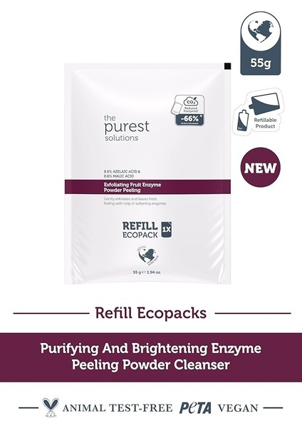 Purest Solutions Refill Ekolojik Yedek Paket Exfoliating Fruit Enzyme Powder Peeling Refill Ecopack fiyatları