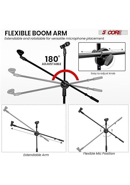 Core Mikrofon Standı Zemin Evrensel Yüksekliği Ayarlanabilir Tripod Mikrofon Standları 2 Mikrofon Tutar W Uzayan Teleskopik Bom Kolu Katlanabilir Taşınabilir Sahne Üzerinde Stüdyo Için Siyah - Ms modelleri