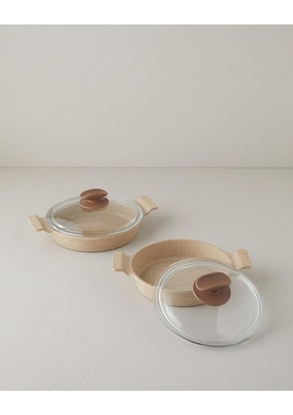 Home Mocha Alüminyum 4 Parça Kapaklı Sahan 18-20 cm Kahverengi