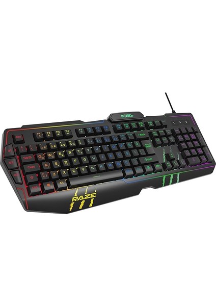 Raze Rgb Yazılım &amp; Harici G-Makro Tuşlu - Lazer Baskılı Özel Abs Materyal - Örgü Kablolu Membran Oyuncu Klavyesi