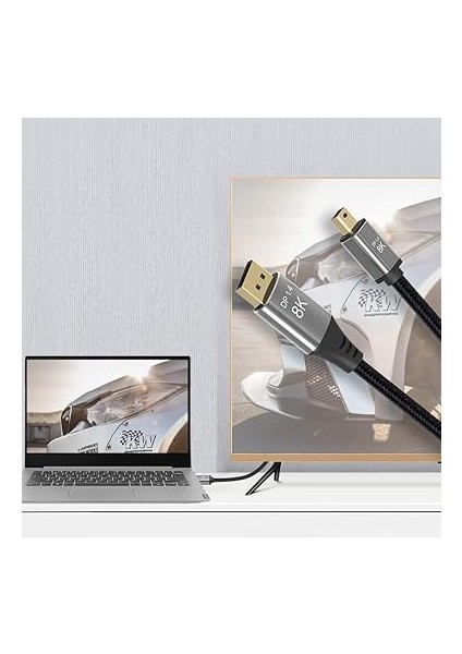 Mini Dp Displayport 8k Kablo 3m 8K@60Hz 4K@144Hz Displayport 1.4 Çift Yönlü Dişli Mini Displayport 8k Kablosu Macbook Pro Surface Pro ile Uyumlu modelleri