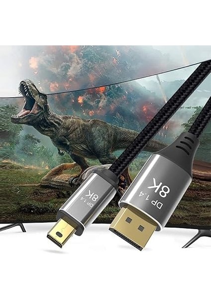 Mini Dp Displayport 8k Kablo 3m 8K@60Hz 4K@144Hz Displayport 1.4 Çift Yönlü Dişli Mini Displayport 8k Kablosu Macbook Pro Surface Pro ile Uyumlu fırsatları