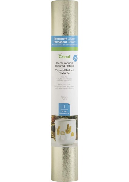 Birinci Sınıf Vinil - Kalıcı, 30,48 cm x 121,9 cm Yapışkanlı Çıkartma Rulosu -Platin