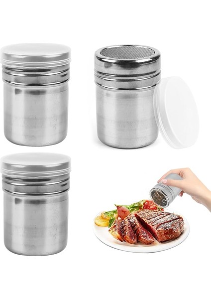 3 Adet Pudra Şekeri Serpici, Paslanmaz Çelik Kakao Serpici, Cappuccino Için, Toz Şekeri Serpici, Tarçın Serpici, Kapaklı Un Serpici, Çikolata, Pudra Şekeri, Şeker, Tuz, Kakao, Un, Kahve Için