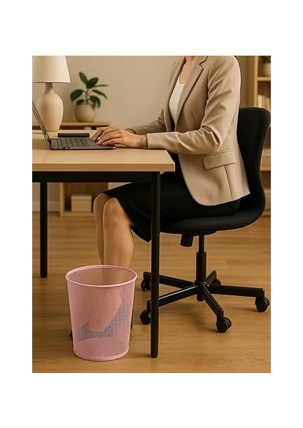 Tam Delikli Metal Fileli Toz Pembe Çöp Kovası - ND-1044 fiyatları