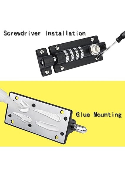 Şifreli Kilitli Kapı Sürgüsü, 1 Set Sürgü Sayı Kilidi, Kapı Sürgüsü, Yüzeye Bağlı Kapılar Için, Manipülasyona Karşı Emniyetli Sürgülü Kilit, 4 Haneli Şifreli Kilit, Kilit, Kapı Kilidi indirimleri