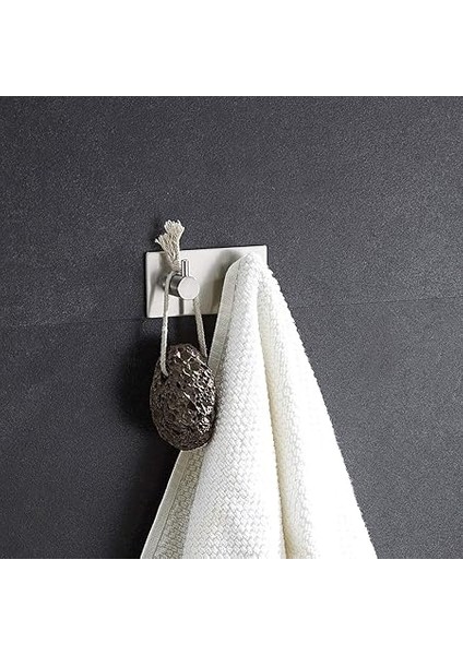 Paslanmaz Çelik 2 Adet 2 Topuzlu Bornoz Askısı Havlu Askılığı Set - Yapışmalı Bant Montaj modelleri