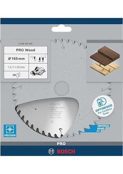 Professional Accessories 1 x Daire Testere Bıçağı Standard For Wood (Ahşap, Testere Bıçağı 165 x 20 x 1,5 Mm, 48 Diş, Aksesuarlar Akülü Daire Testere) fiyatları