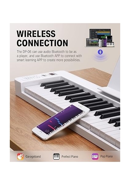 Dp-06 Katlanabilir Piyano, 61 Tuşlu Tam Boy Yarı Ağırlıklı Klavye, Bluetooth Taşınabilir E-Piyano, Yeni Başlayanlar Için, Çantalı modelleri