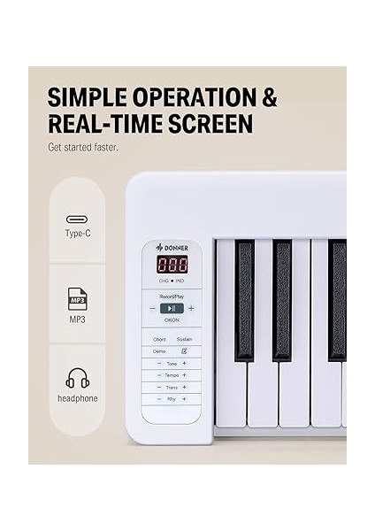 Dp-06 Katlanabilir Piyano, 61 Tuşlu Tam Boy Yarı Ağırlıklı Klavye, Bluetooth Taşınabilir E-Piyano, Yeni Başlayanlar Için, Çantalı indirimleri