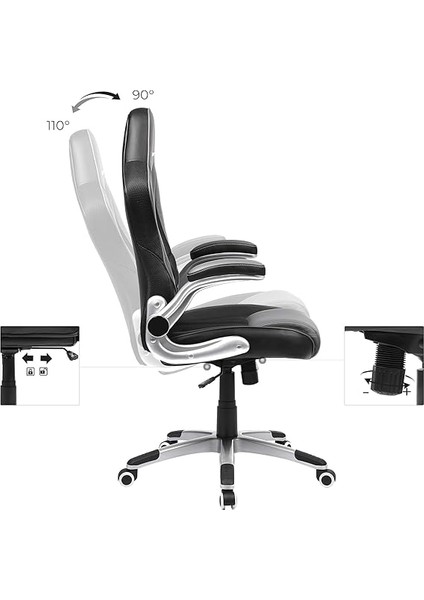 Ofis Koltuğu, Ergonomik Döner Oyun Koltuğu, Katlanır Kol Dayamalı Bilgisayar Koltuğu, Naylon, Yıldız Ayak, Maksimum Statik Yük 150KG Ofis Için, Siyah/gri OBG63BG indirimleri