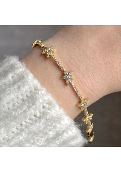 Zirkon Taşlı Gold Yıldız Bileklik fiyatları
