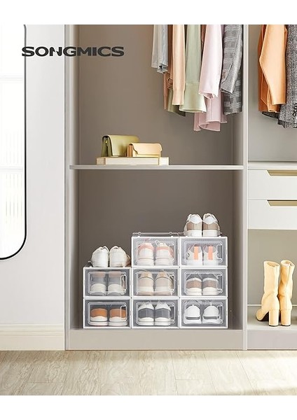 Ayakkabı Kutuları, 8'li Paket Ayakkabı Kartonu, Katlanabilir ve Istiflenebilir, 44 Numaraya Kadar, Şeffaf-Beyaz LSP08SWT fiyatları