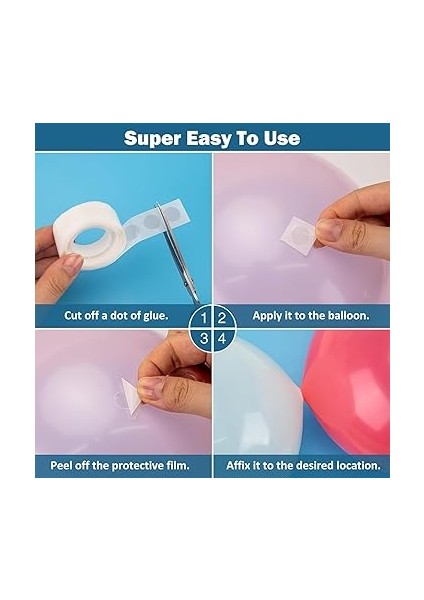 Toys - 2 Adet Çift Taraflı Yapışkan Balon Yapıştırma Bandı, Sticker Damla Modeli ve Uçan Balon Aparatı Yapıştırıcı modelleri