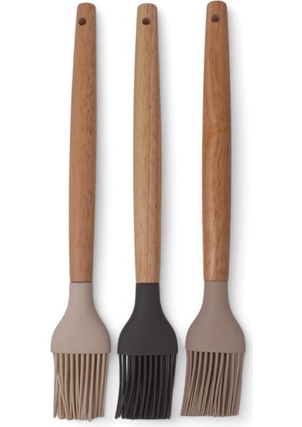 Bambu Saplı Silikon Fırça, Bambu Uzun Silikon Yağ ve Yumurta Fırçası 27CM 3 Renk Seçenekli (Krem) fiyatları