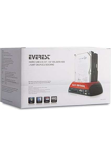HDC-385 Harici USB 2.0 2.5"- 3.5" Ide+Sata HDD + Kart Okuyucu Docking fırsatları