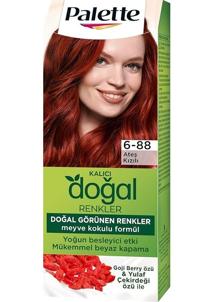 Kalıcı Doğal Renkler Saç Boyası 6-88 Ateş Kızılı Saç Boyası