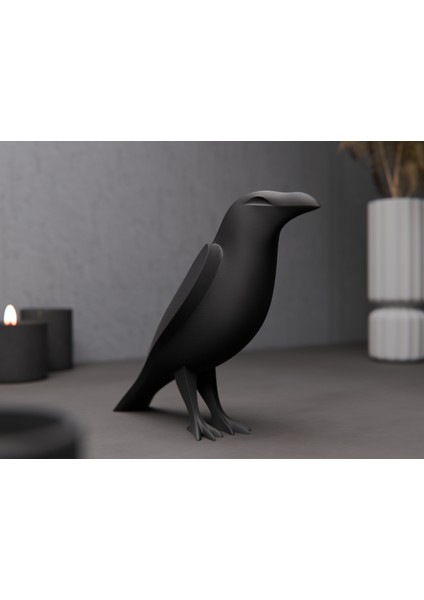 Karga Kuş Ev Dekorasyon Ufak Boyut Hediyelik Eşya 13CM Siyah