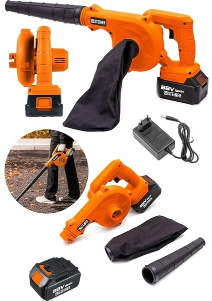 Alman 88 V Akülü Körük Hava Körüğü Yaprak Üfleme Makinesi Bilgisayar Pc Temizleme Emme Özellikli