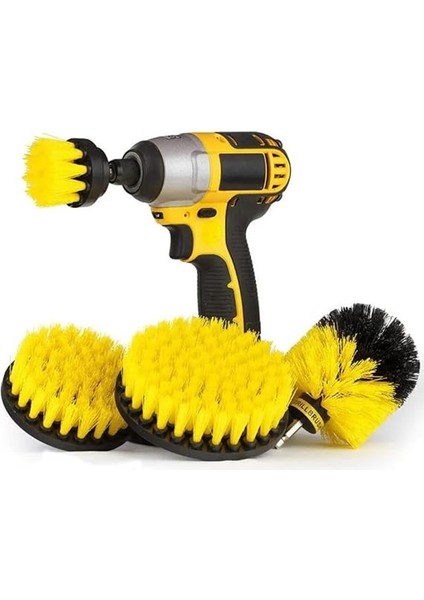 Fırça Matkap Ucu 3lü Banyo Küvet Duşakabin Araba Tekerliği Koltuk Yıkama Temizleme Fırçası Seti, Renkli, Küçük fiyatları