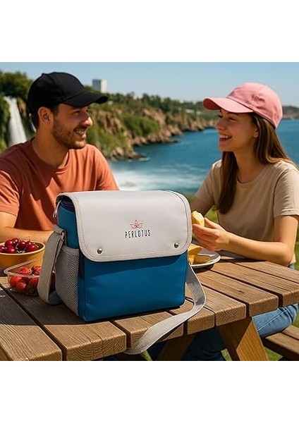 Soğuk Sıcak Tutan Yalıtımlı Izolasyonlu Yiyecek Içecek Çantası Termal Termos Buz Aküsü Hediyeli Mavi modelleri