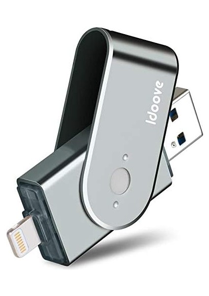 iPhone ve iPad Için USB Flash Sürücü Fotoğraf Çubuğu Bellek Çubuğu — USB 3.0 — Ios Pc Mac ve Windows Pc Için Harici Depolama Adaptörü Genişletme (128G, Gri)